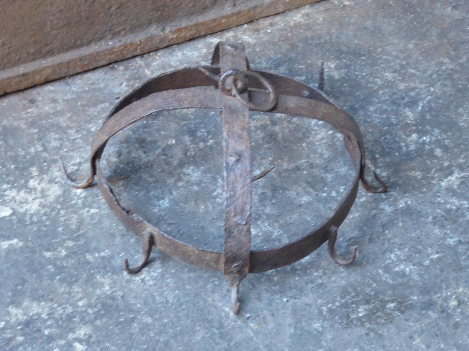 17th century Dutch Louis XIV crown used for hanging game and birds. The crown is made of wrought iron and is in a good condition.