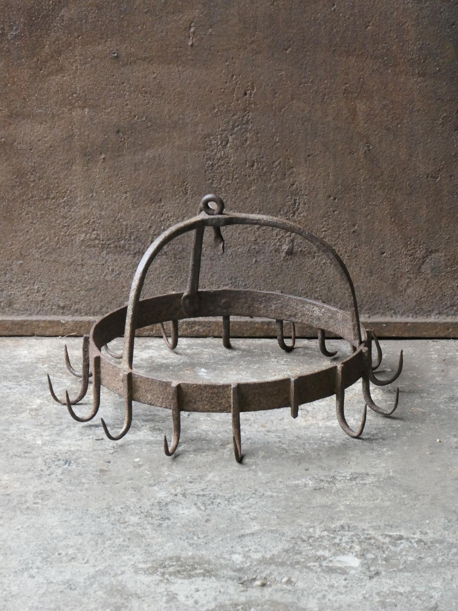 18th century French Louis XV game rack used for hanging game and birds. The crown is made of wrought iron and is in a good condition.