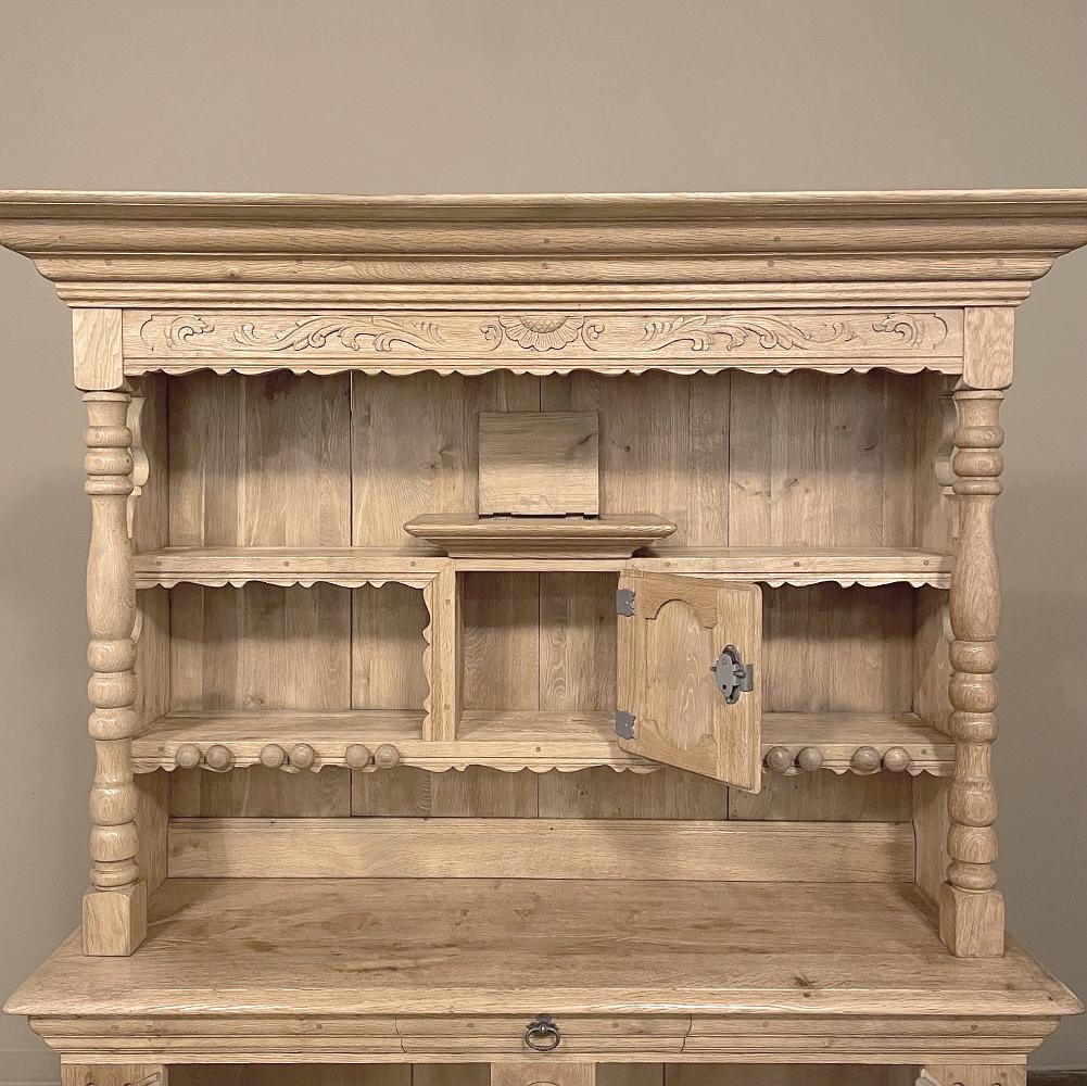 Fait main Armoire hollandaise ancienne Vaisselier en chêne rayé en vente