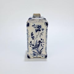 Antique Dutch Delft Blue and White Tin Glazed Pottery Tea Caddy