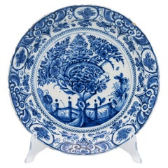Antique Dutch Delft - Blue and White 'Tea Tree' Dish -18th century, Witte Starre