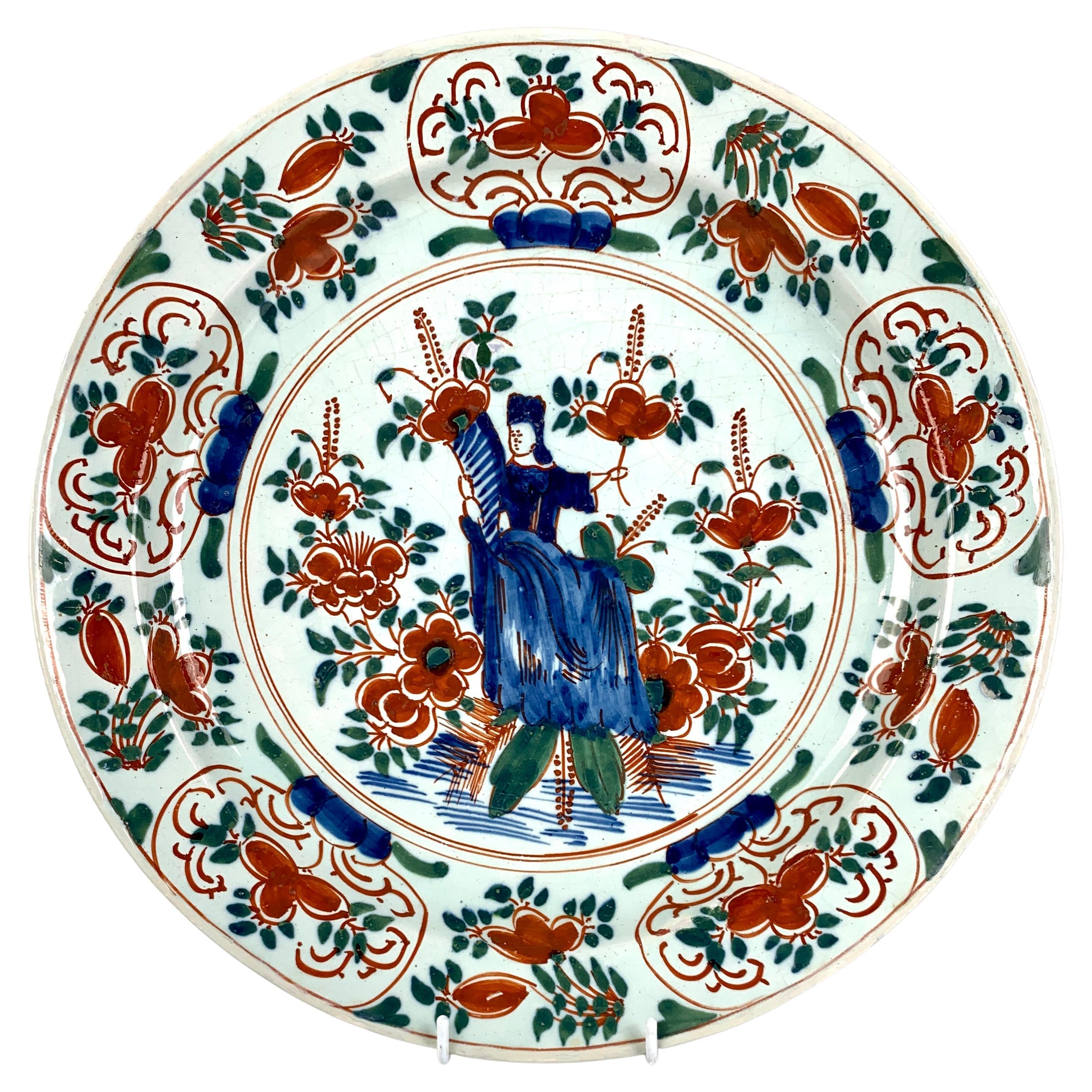 Ds Olie Delft Leeftijd Circa 1780 Yellow Rimmed Delft Charger For Sale at 1stDibs