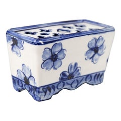 Antique Dutch Delft Faience Flower Brick