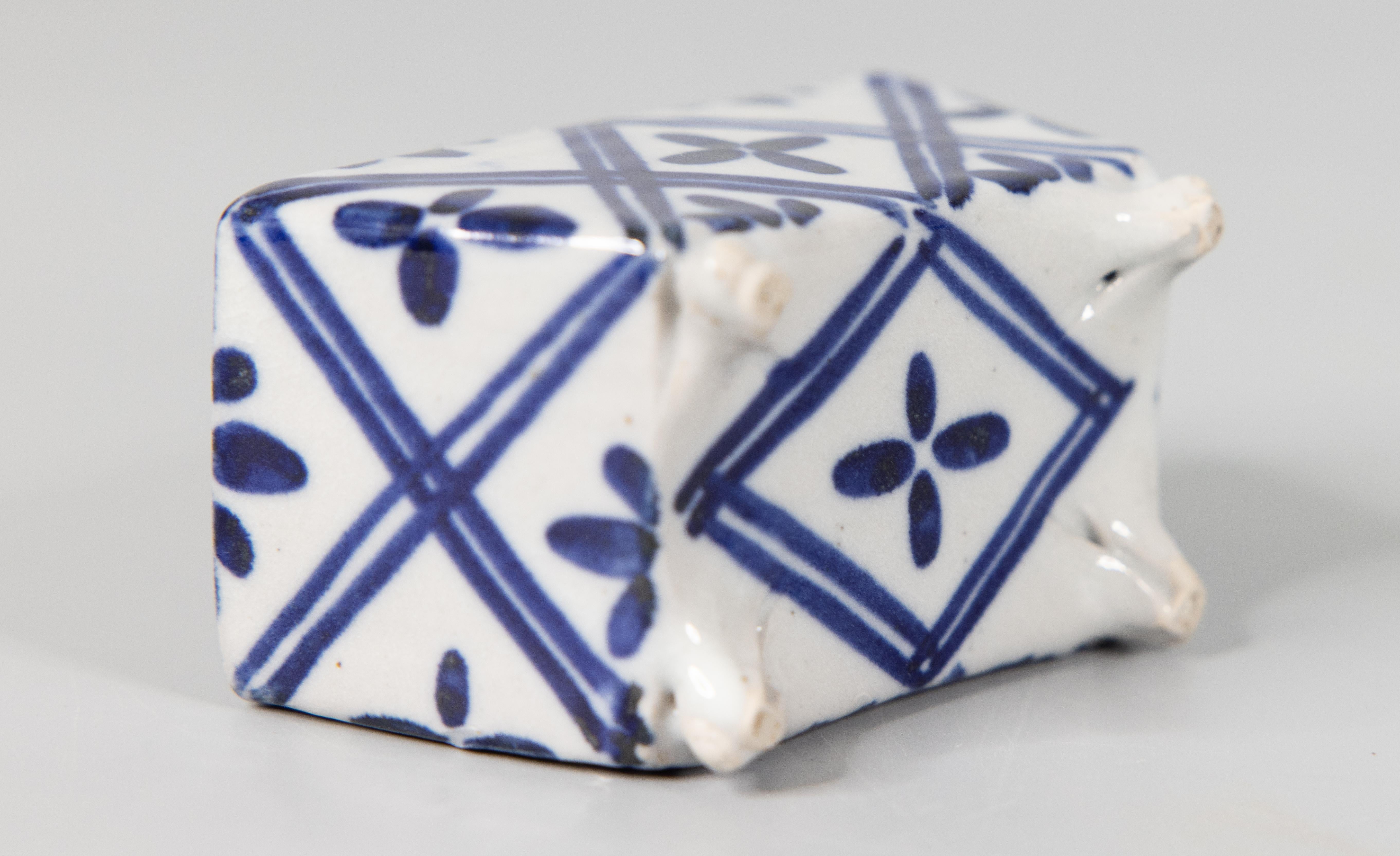 20th Century Antique Dutch Delft Faience Flower Brick Vase