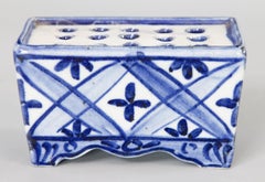 Antique Dutch Delft Faience Flower Brick Vase, circa 1900