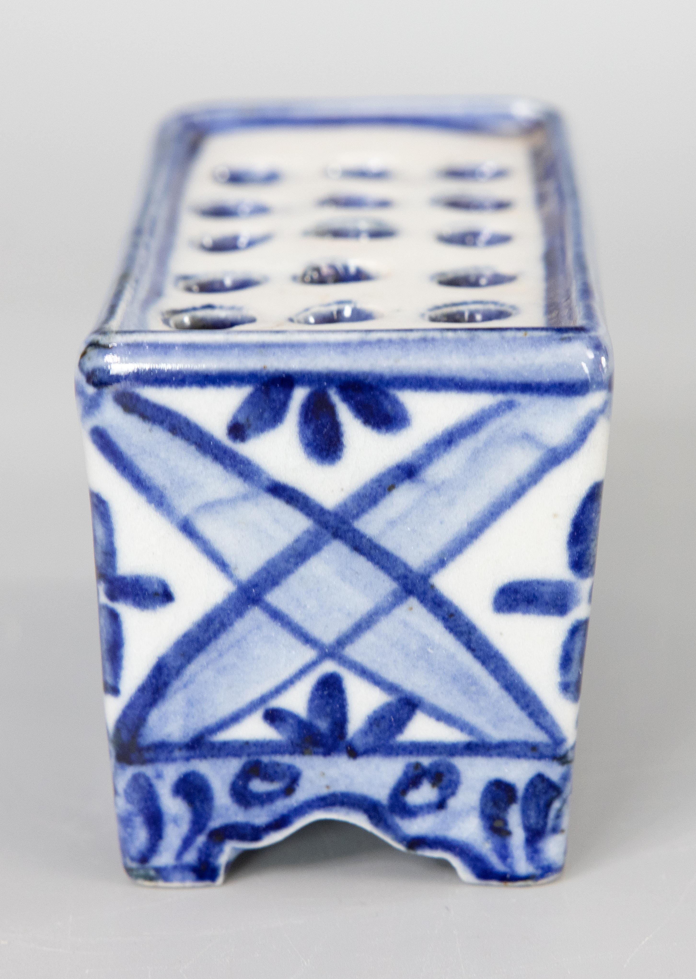 Antique Dutch Delft Faience Flower Brick Vase, circa 1900 In Good Condition In Pearland, TX