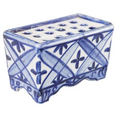 Antique Dutch Delft Faience Flower Brick Vase, circa 1900