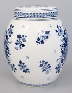 Antique Dutch Delft Floral Lidded Vase Urn Ginger Jar, circa 1920