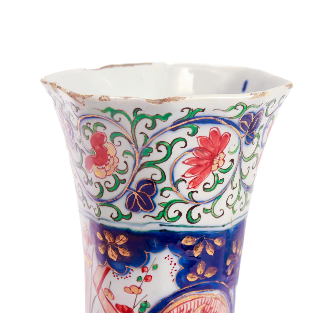 Antique Dutch Delft Pottery Polychrome Beaker Vase by Pieter Kocx/De Grieksche A For Sale 5