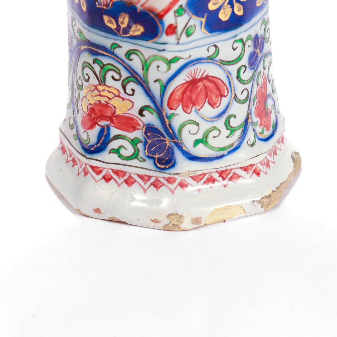 Antique Dutch Delft Pottery Polychrome Beaker Vase by Pieter Kocx/De Grieksche A For Sale 7