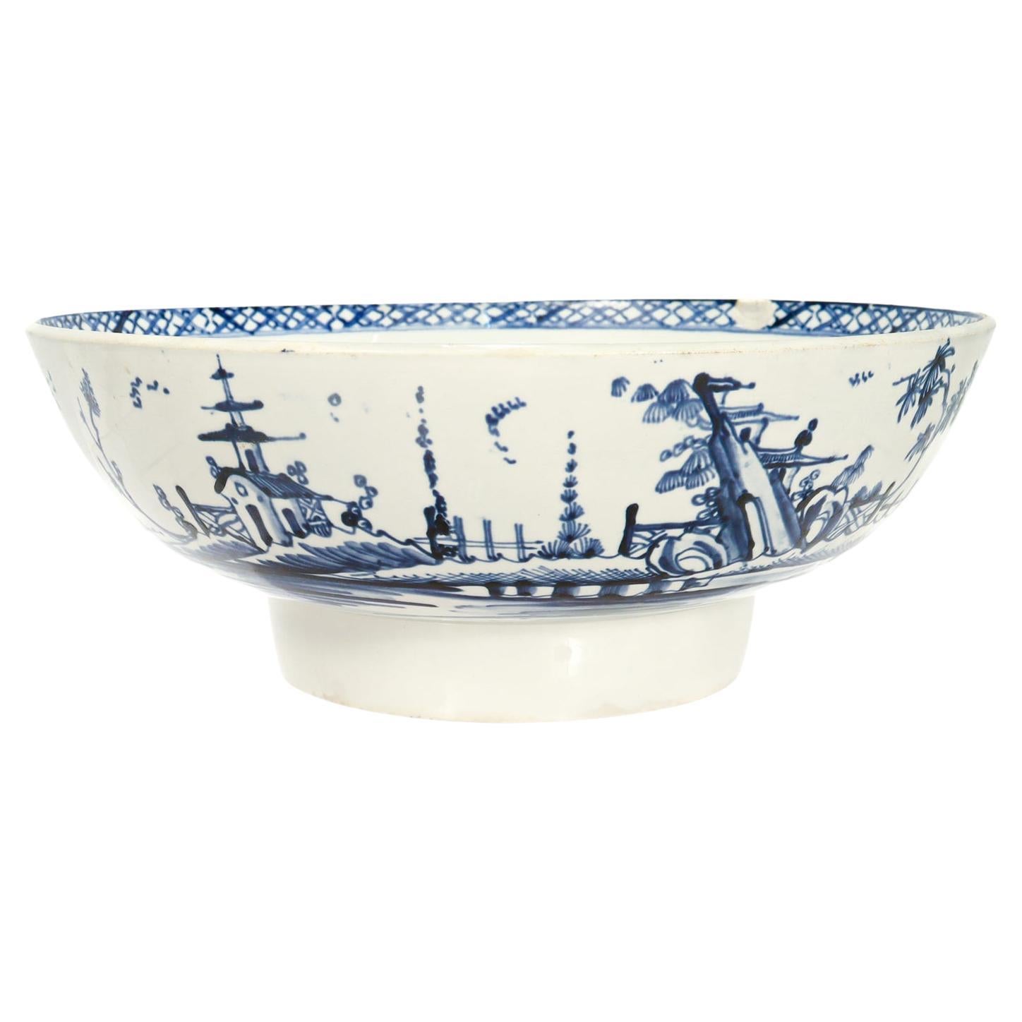 Antique Dutch Delft Pottery Punch Bowl For Sale