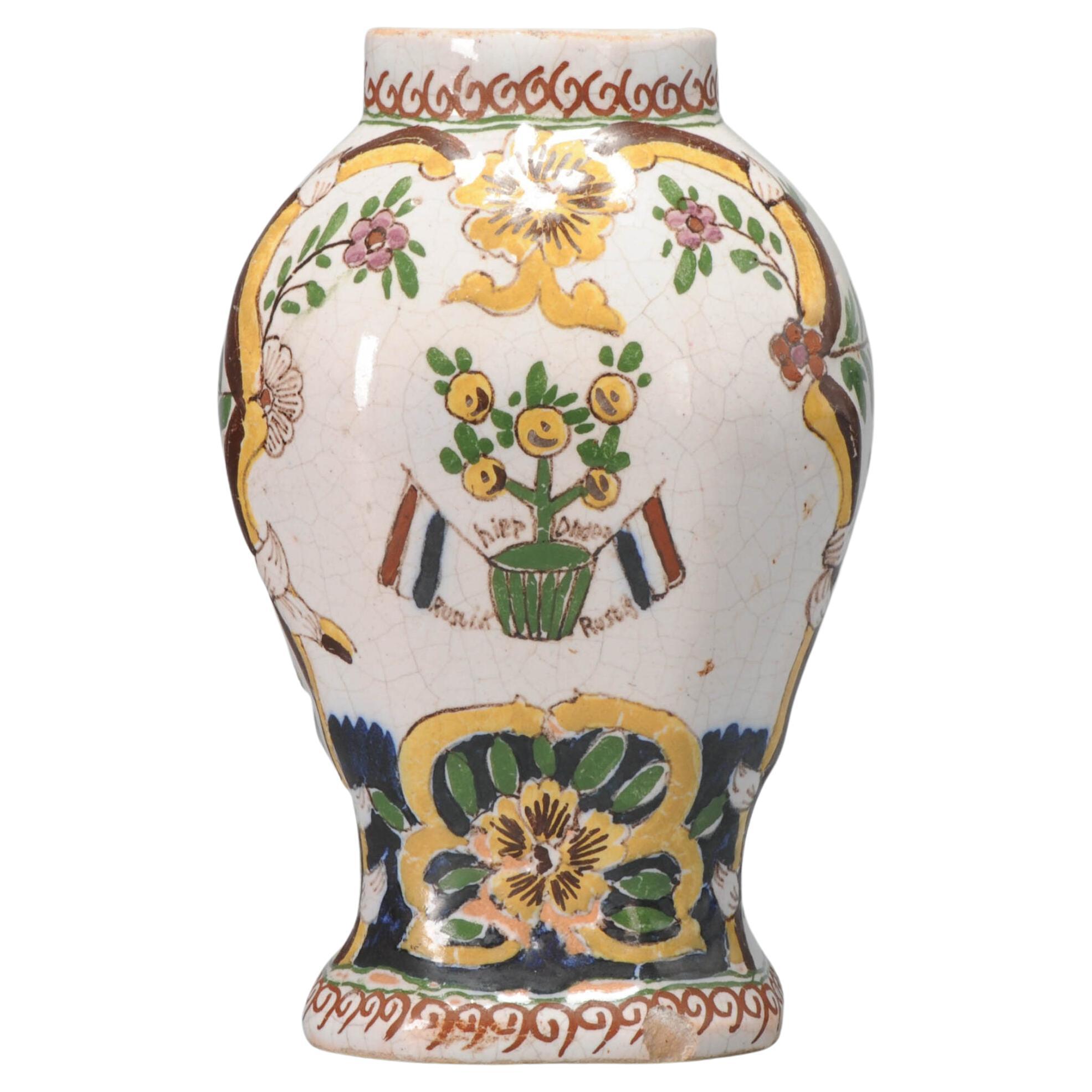 Antico vaso olandese Delft con albero di mele d'arancio, 18/19° secolo