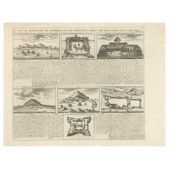 Antique Dutch East Indies Forts Engraving — VOC Batavia, Ambon & Banda, c.1719