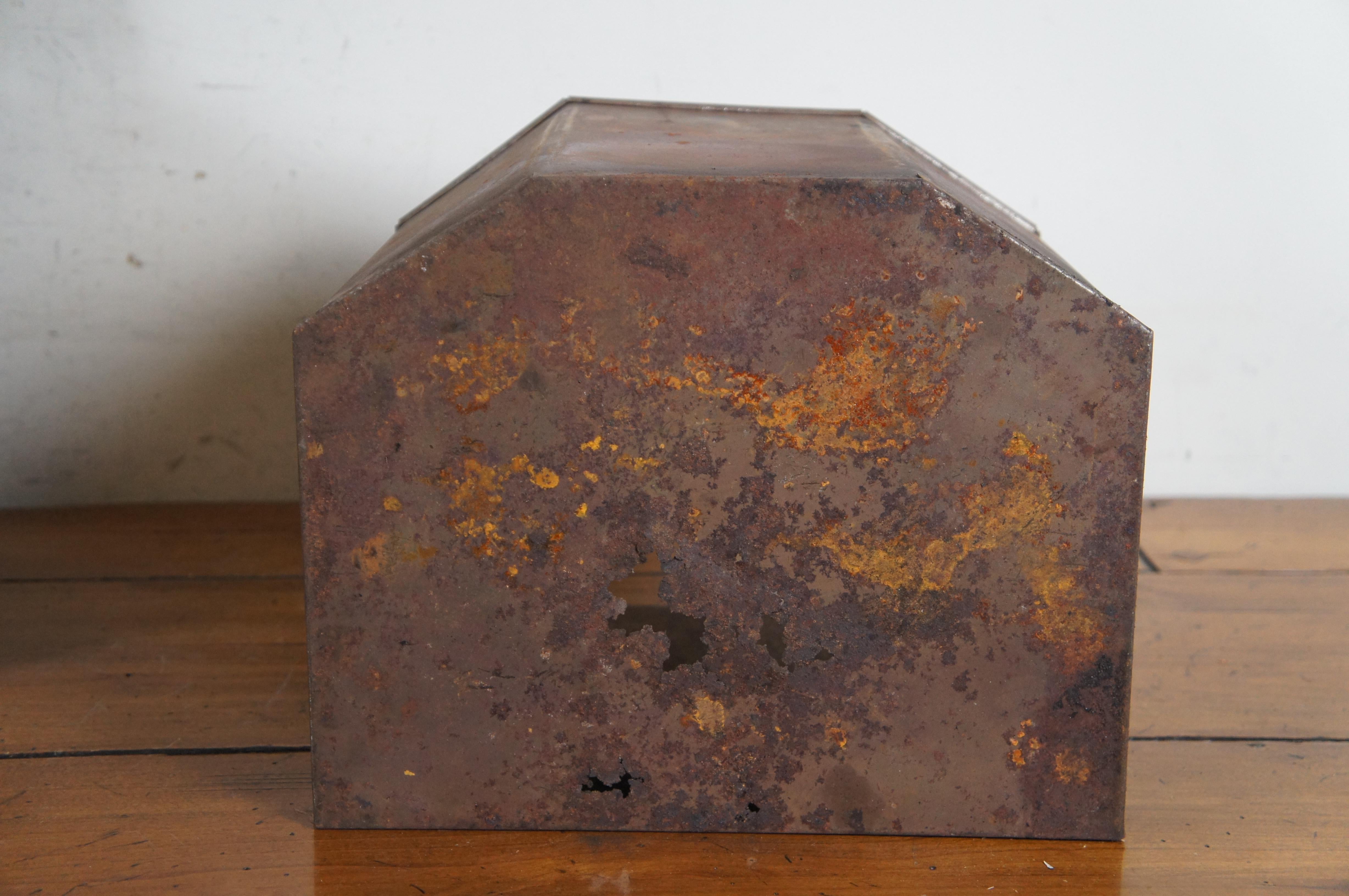 Antique Dutch Embossed Brass Fireside Tavern Coal Bin Fire Box Scuttle 15