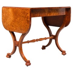 Antique Dutch Empire Burl Wood veneered desk or sofa table