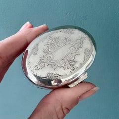 Antique Dutch Engraved Silver Oval Box, 19th Century