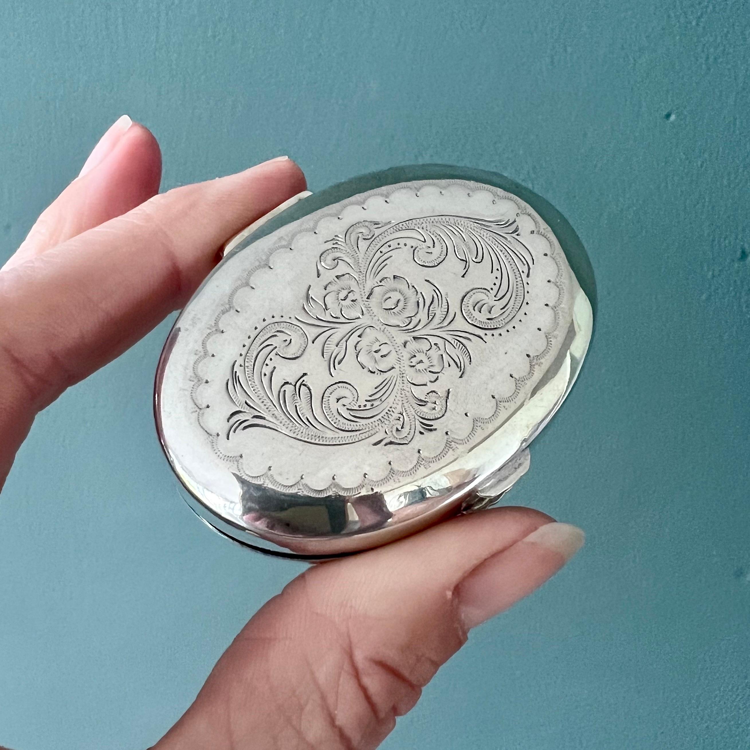 Victorian Antique Dutch Engraved Silver Oval Box, 19th Century For Sale