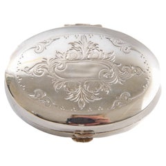 Antique Dutch Engraved Silver Oval Box, 19th Century