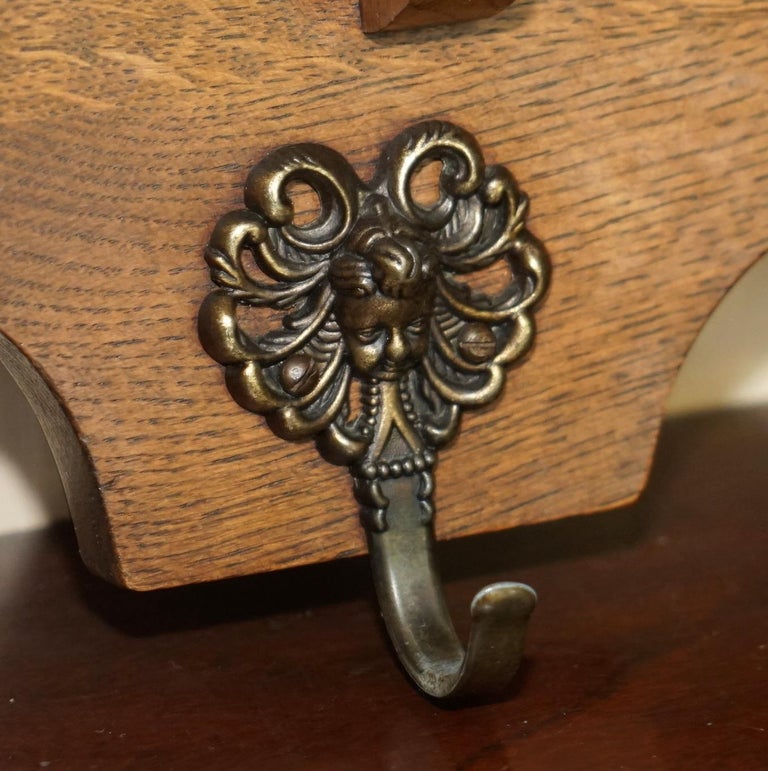 Antique Dutch Finely Carved Oak Coat Hat Scarf Wall Rack Hanger French ...