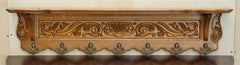Antique Dutch Finely Light Oak Coat Hat Scarf Wall Rack Hanger French Hooks