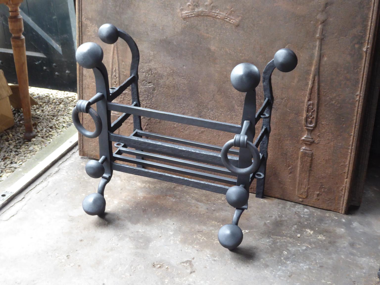 Forged Antique Dutch Fireplace Grate, 17th-18th Century For Sale