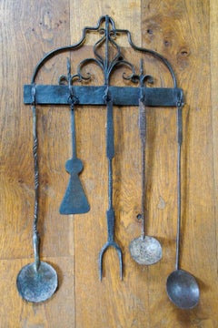Antique Dutch Fireplace Tool Set, Fire Tools, 17th - 18th Century