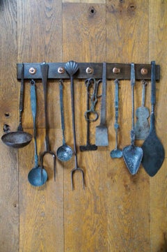 Antique Dutch Fireplace Tool Set, Fire Tools, 17th-18th Century