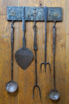 Antique Dutch Fireplace Tool Set, Fire Tools, 17th - 18th Century