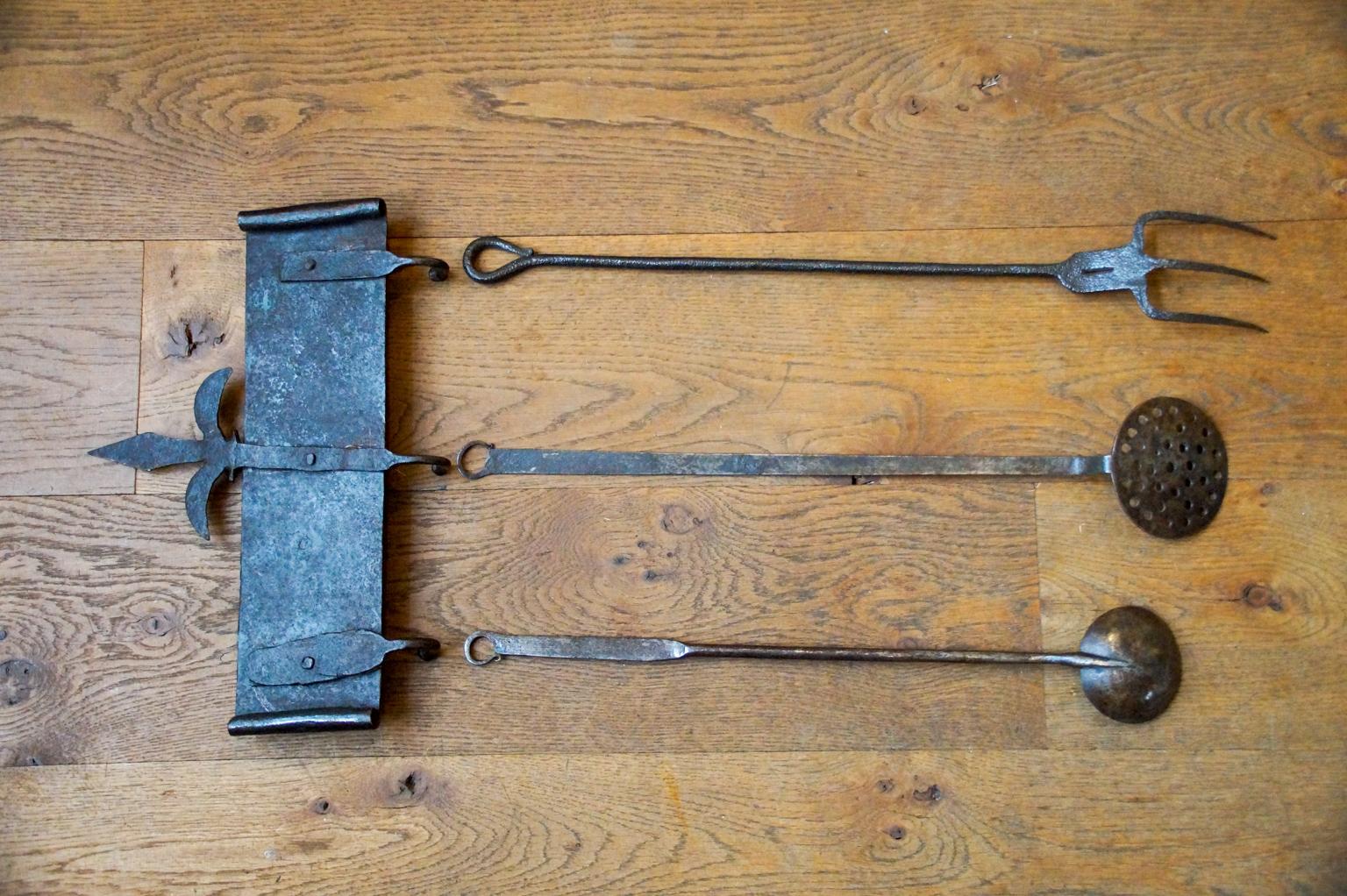 Antique Dutch Fireplace Tool Set, Fire Tools, 17th Century For Sale 7