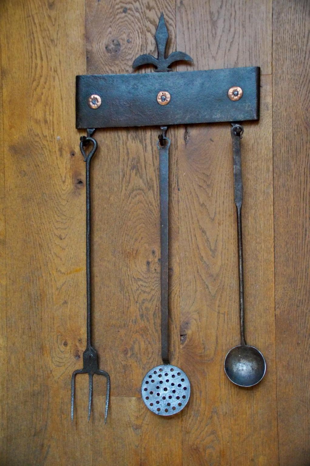 Louis XIV Antique Dutch Fireplace Tool Set, Fire Tools, 17th Century For Sale