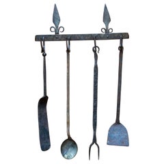 Antique Dutch Fireplace Tool Set, Fire Tools, 17th Century