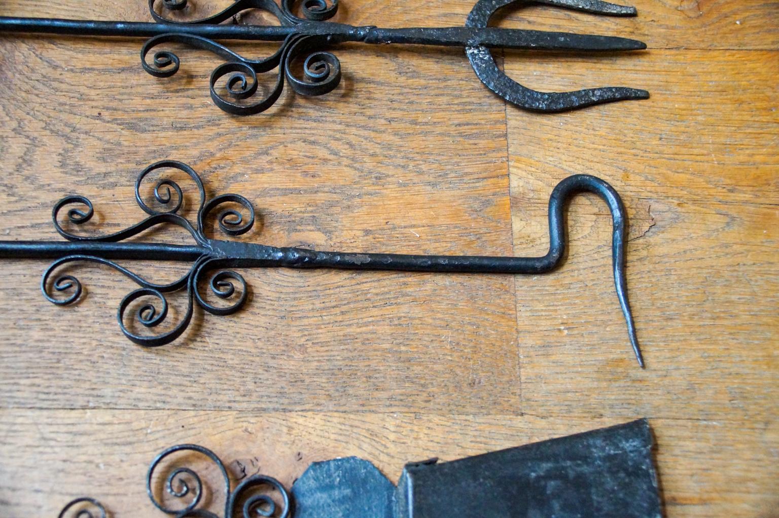 Antique Dutch Fireplace Tool Set, Fire Tools, 18th-19th Century For Sale 8