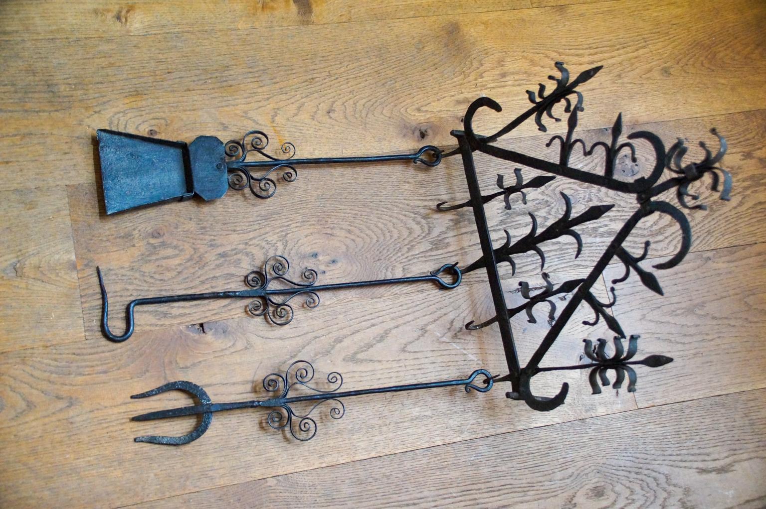 Louis XV Antique Dutch Fireplace Tool Set, Fire Tools, 18th-19th Century
