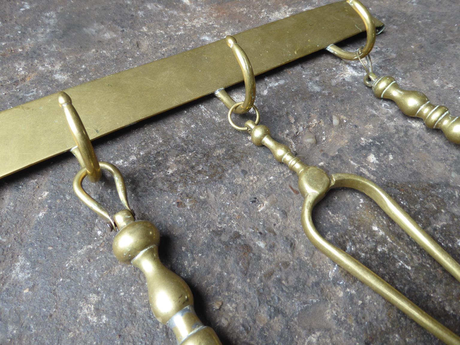 Polished Antique Dutch Fireplace Tool Set, Fire Tools For Sale