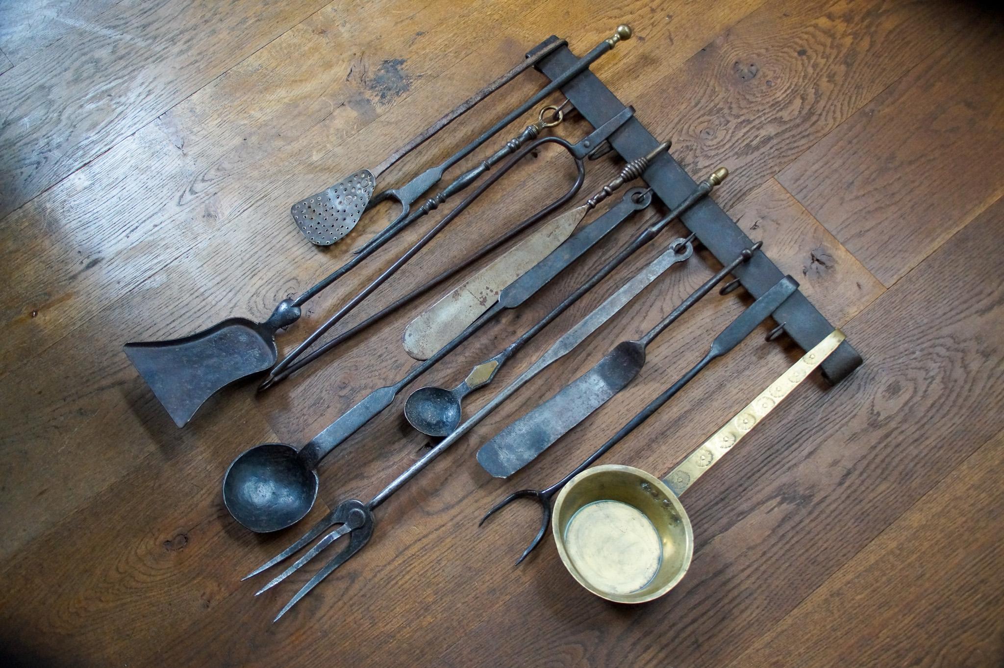Forged Antique Dutch Fireplace Tools or Fire Tools, 18th/19th Century For Sale