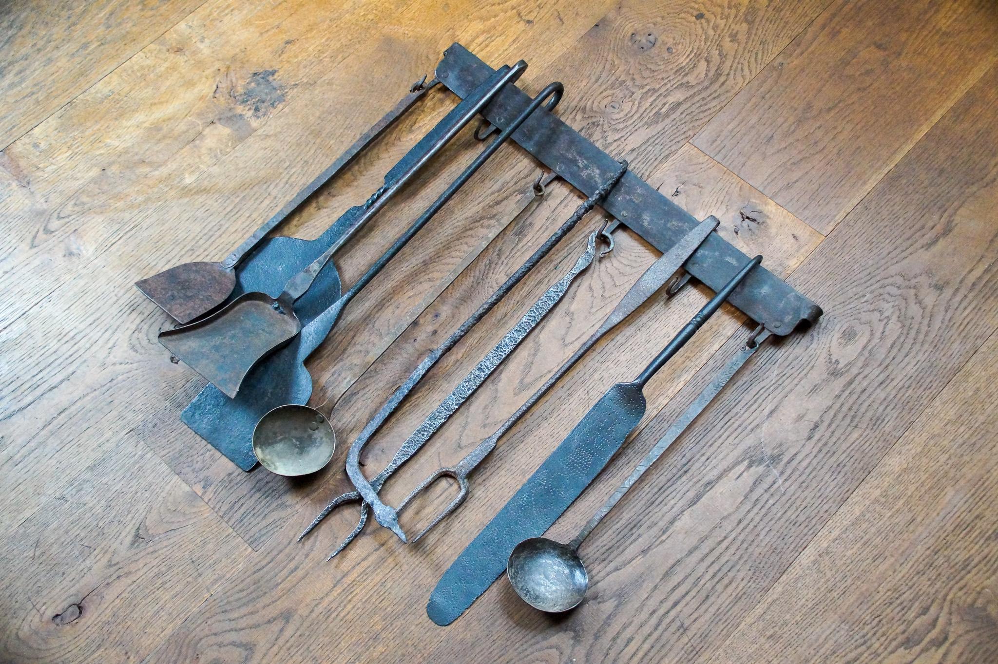 Wrought Iron Antique Dutch Fireplace Tools or Fire Tools, 18th/19th Century For Sale