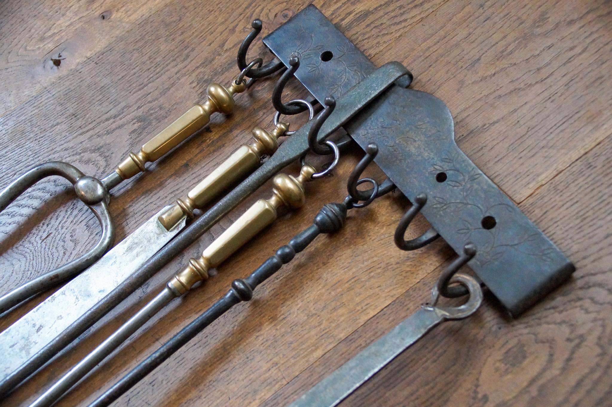 Antique Dutch Fireplace Tools or Fire Tools, 19th Century In Good Condition For Sale In Amerongen, NL