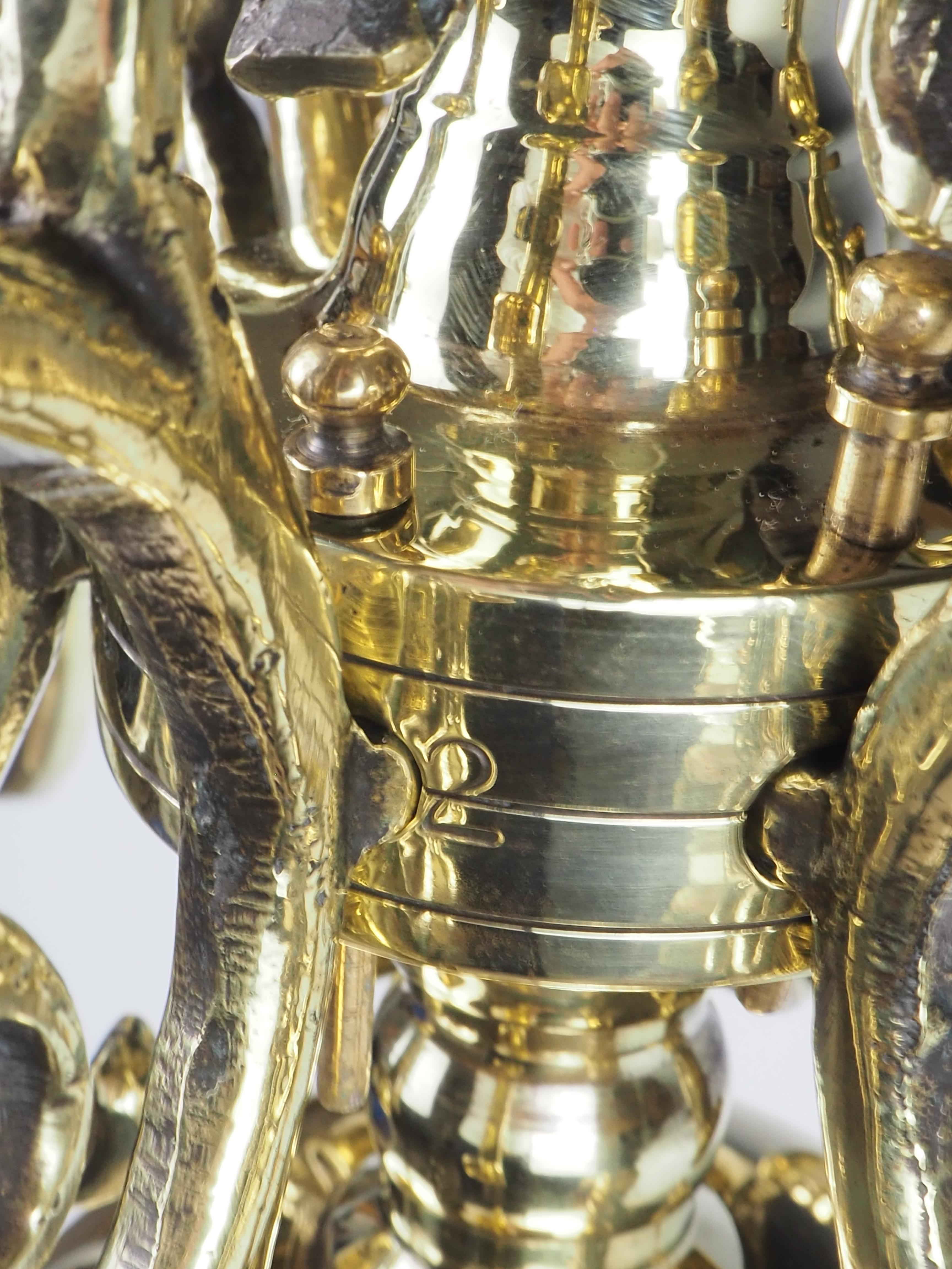 Brass Antique Dutch Flemish Renaissance Chandelier