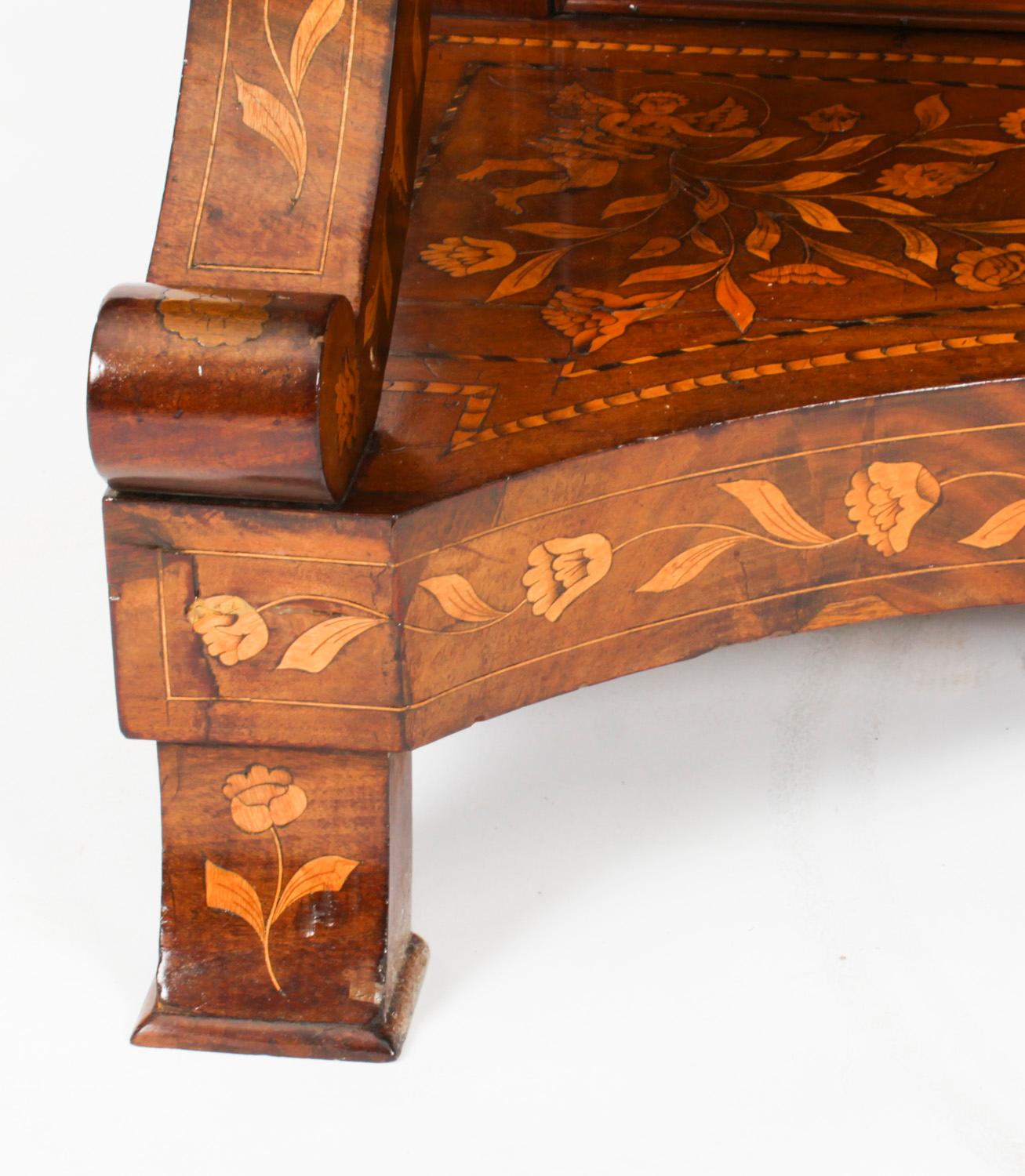 Antique Dutch Floral Marquetry Console Pier Table 19th Century For Sale 9