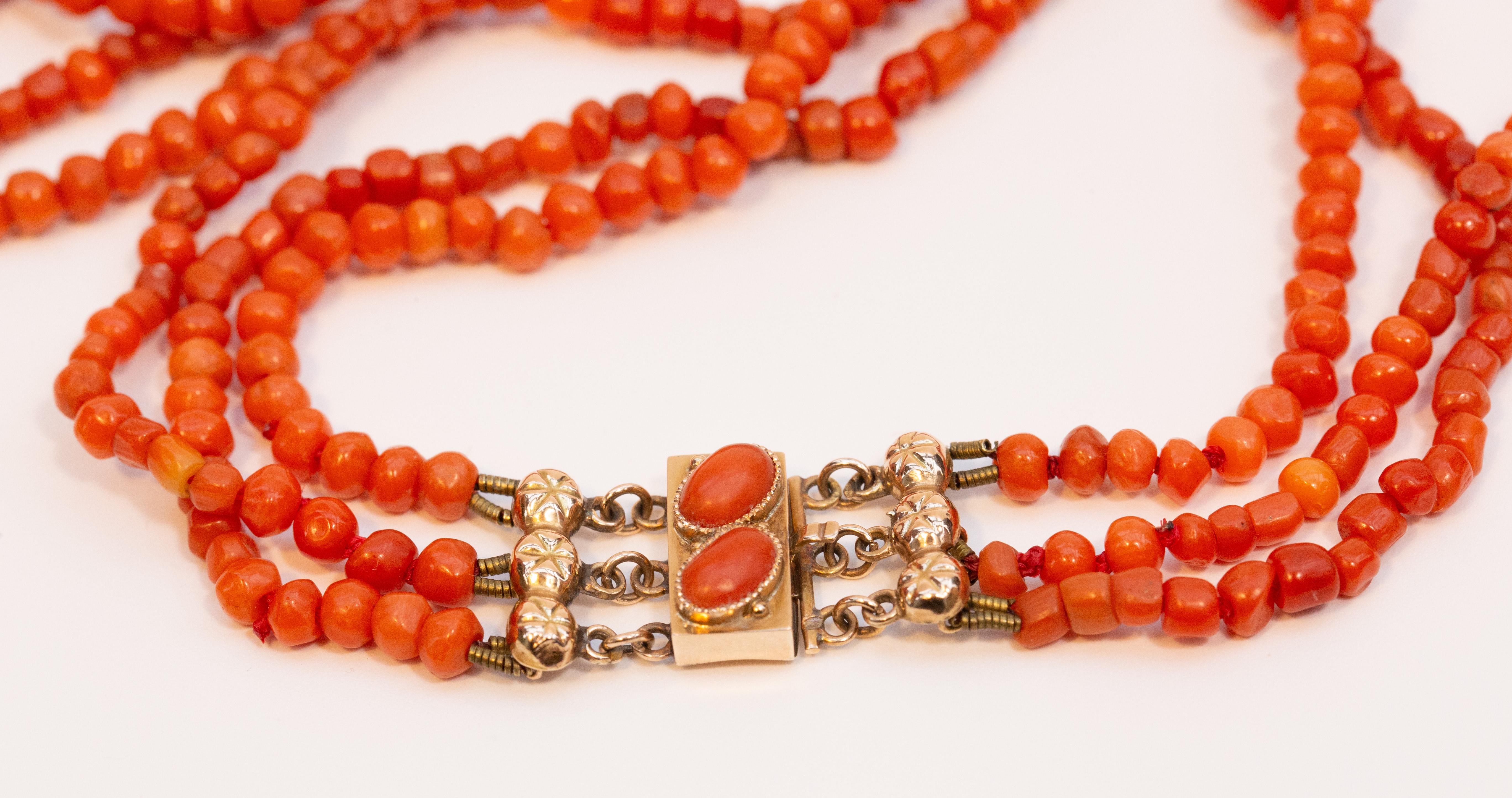 Antique Dutch Genuine Red Coral Children Necklace 5