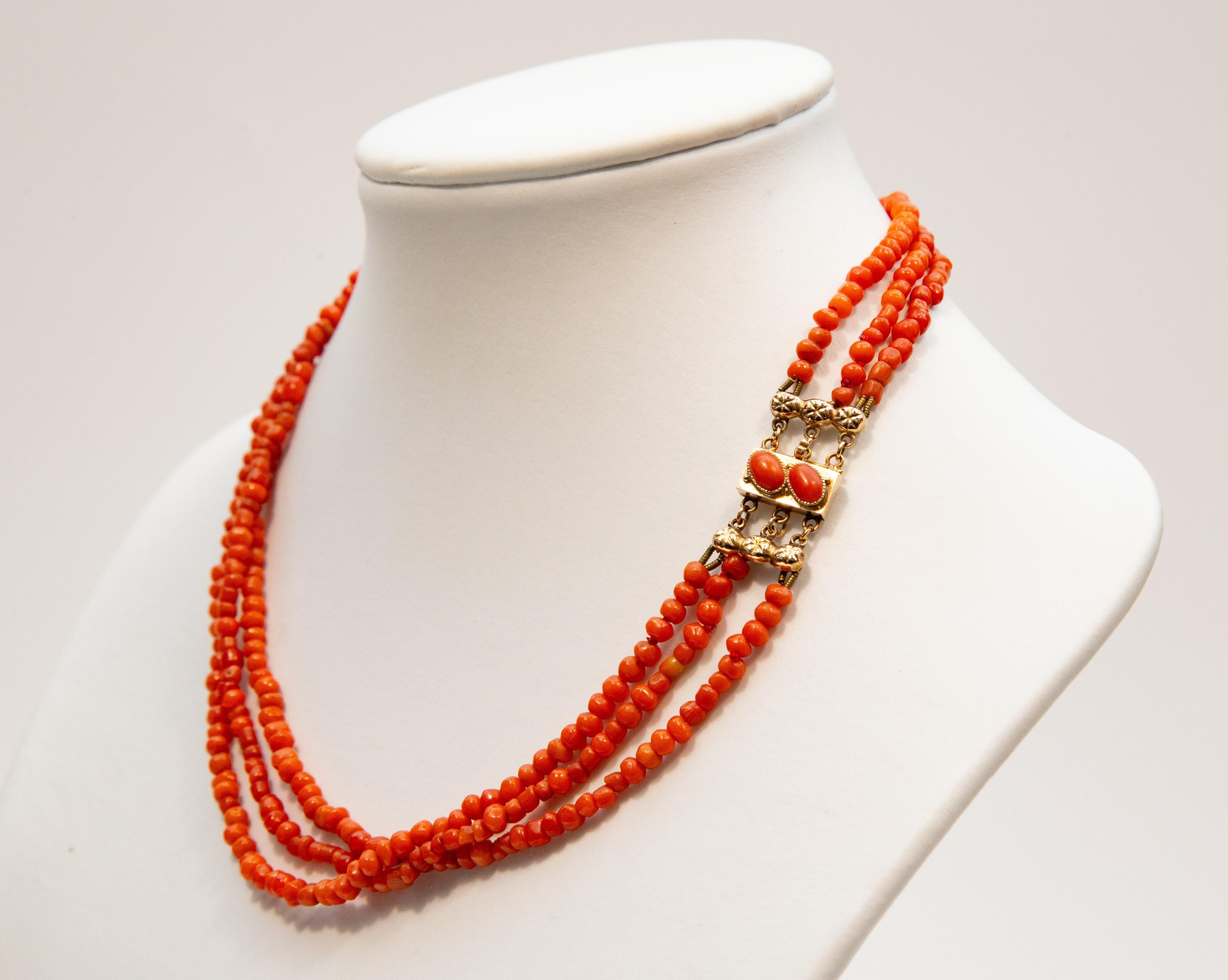Bead Antique Dutch Genuine Red Coral Children Necklace