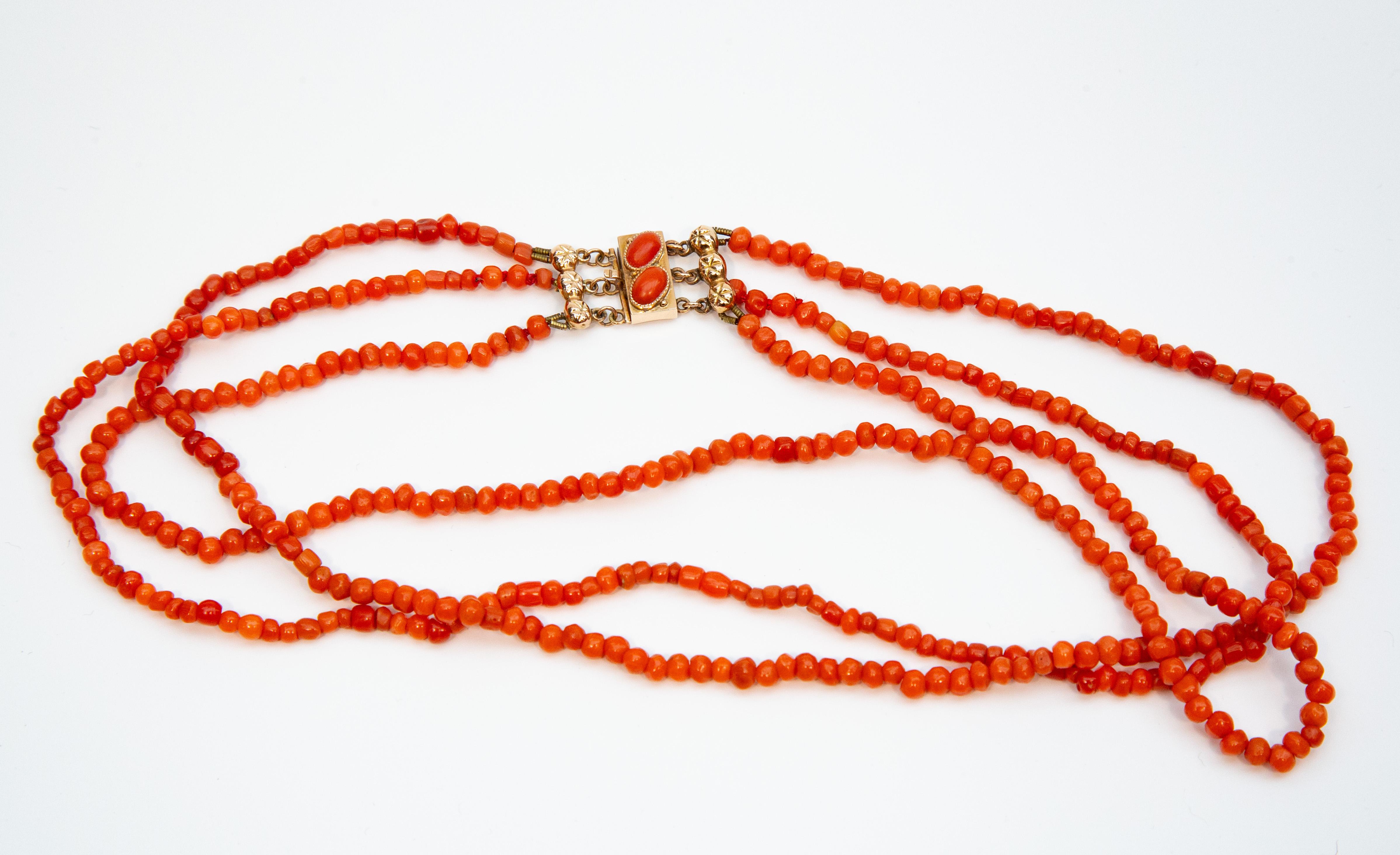 Women's or Men's Antique Dutch Genuine Red Coral Children Necklace