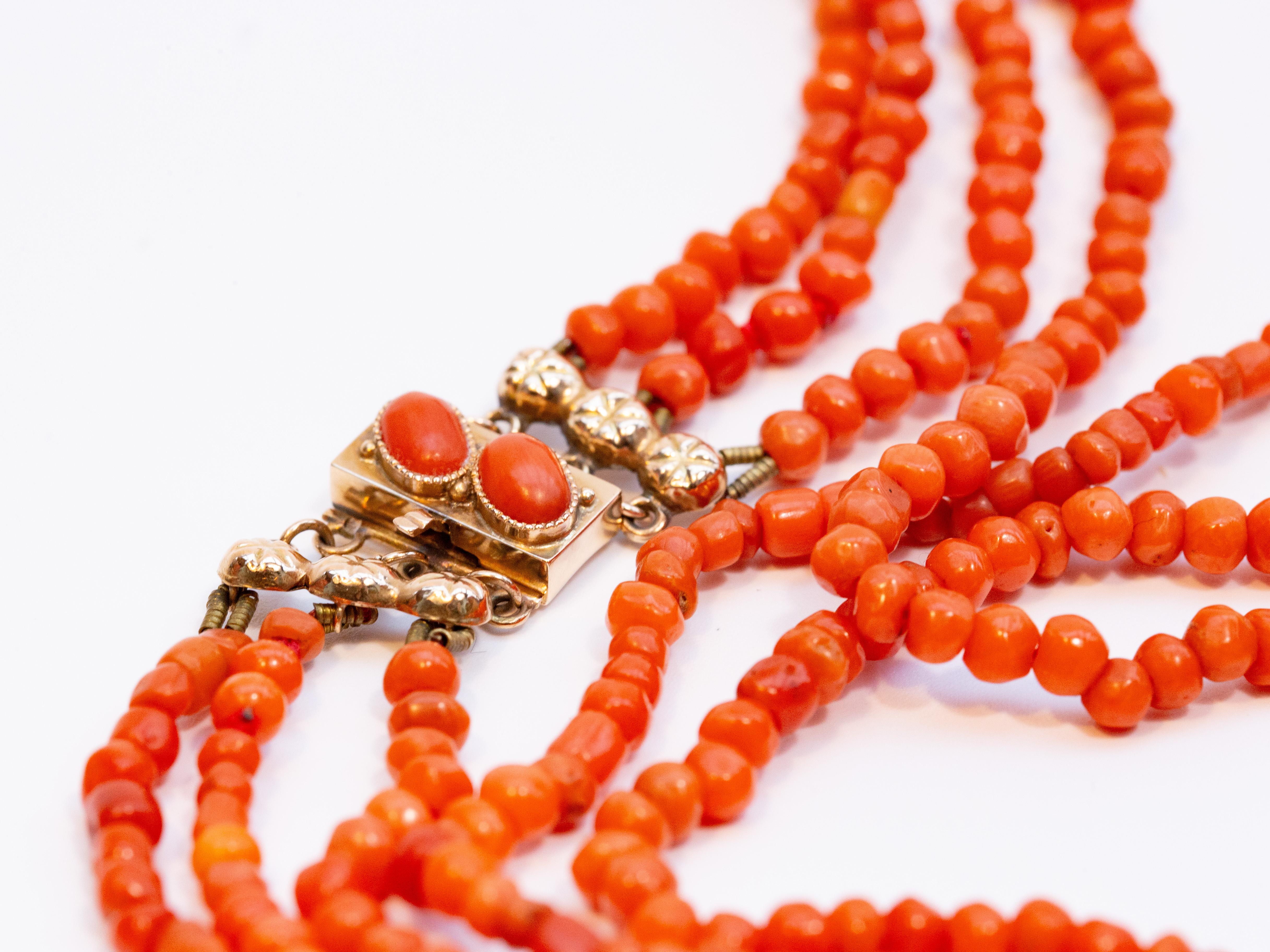Antique Dutch Genuine Red Coral Children Necklace 1
