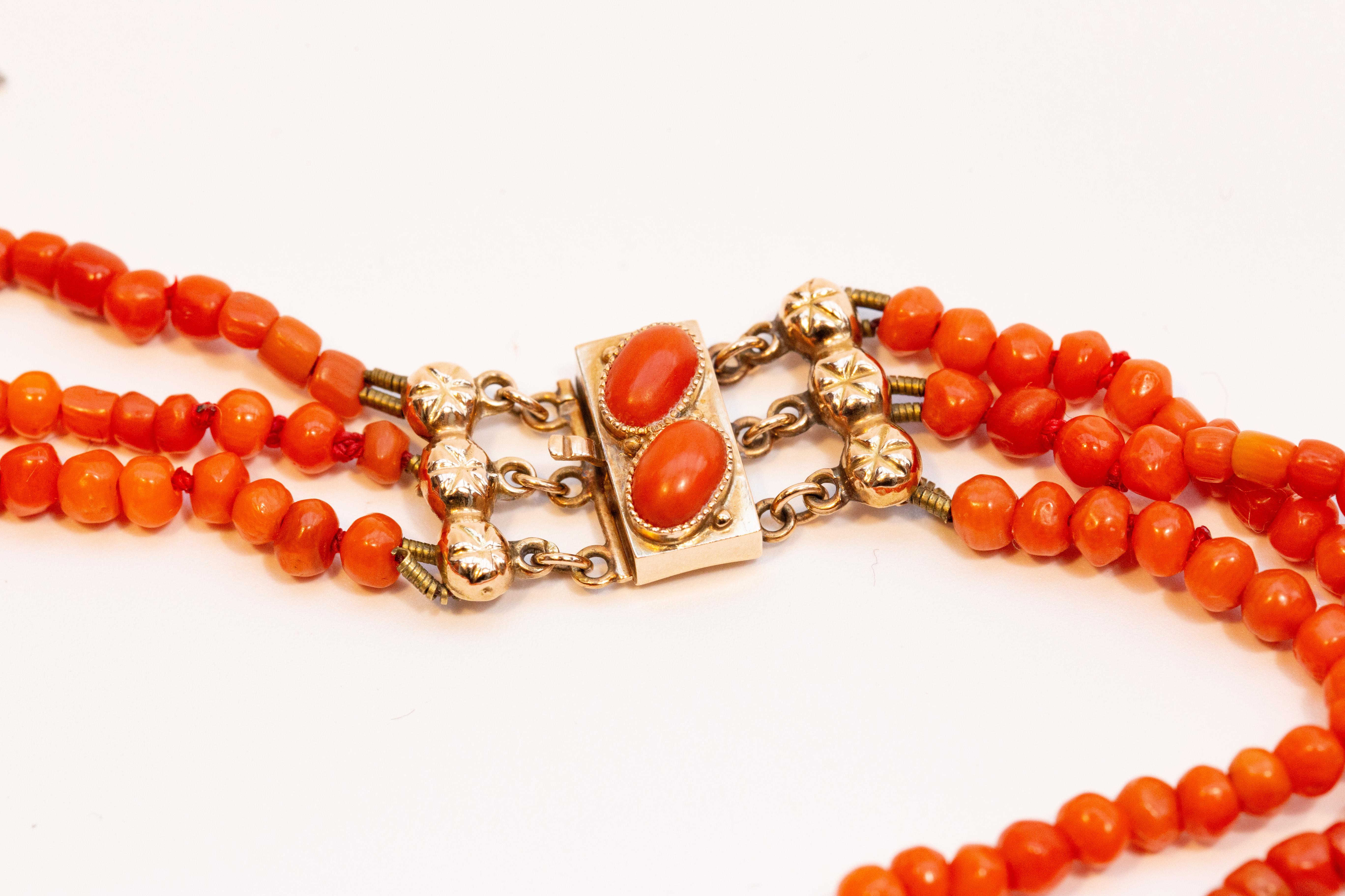 Antique Dutch Genuine Red Coral Children Necklace 2