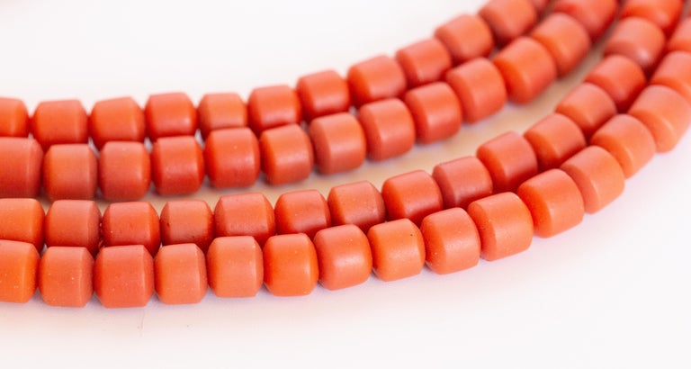 Collier Ras Du Cou En Corail Véritable Vintage - Style Art Déco - Longueur ~38cm - Parfait état