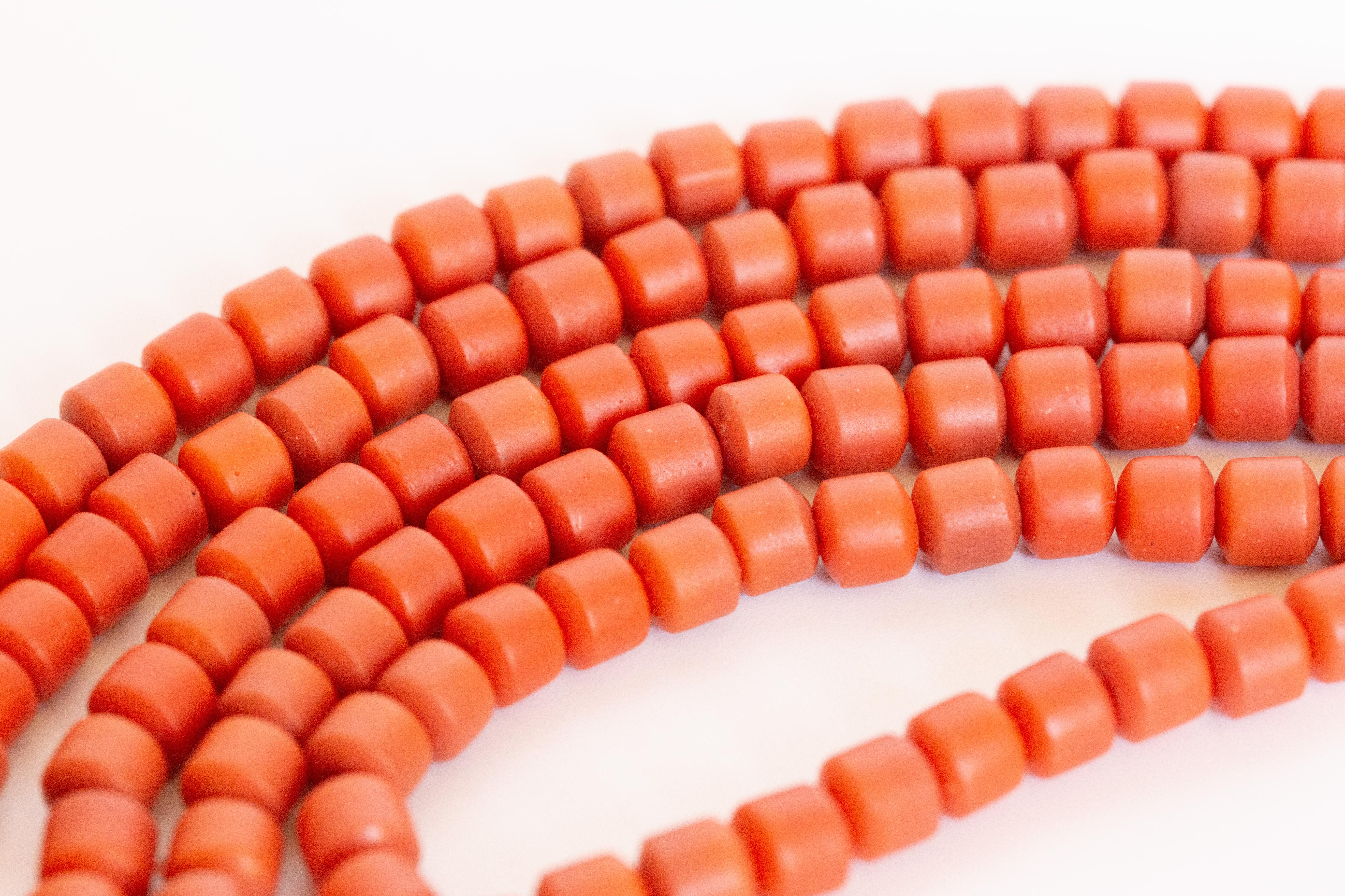 Antique Dutch Genuine Red Coral Necklace with a Brass Barrel Lock For Sale 10