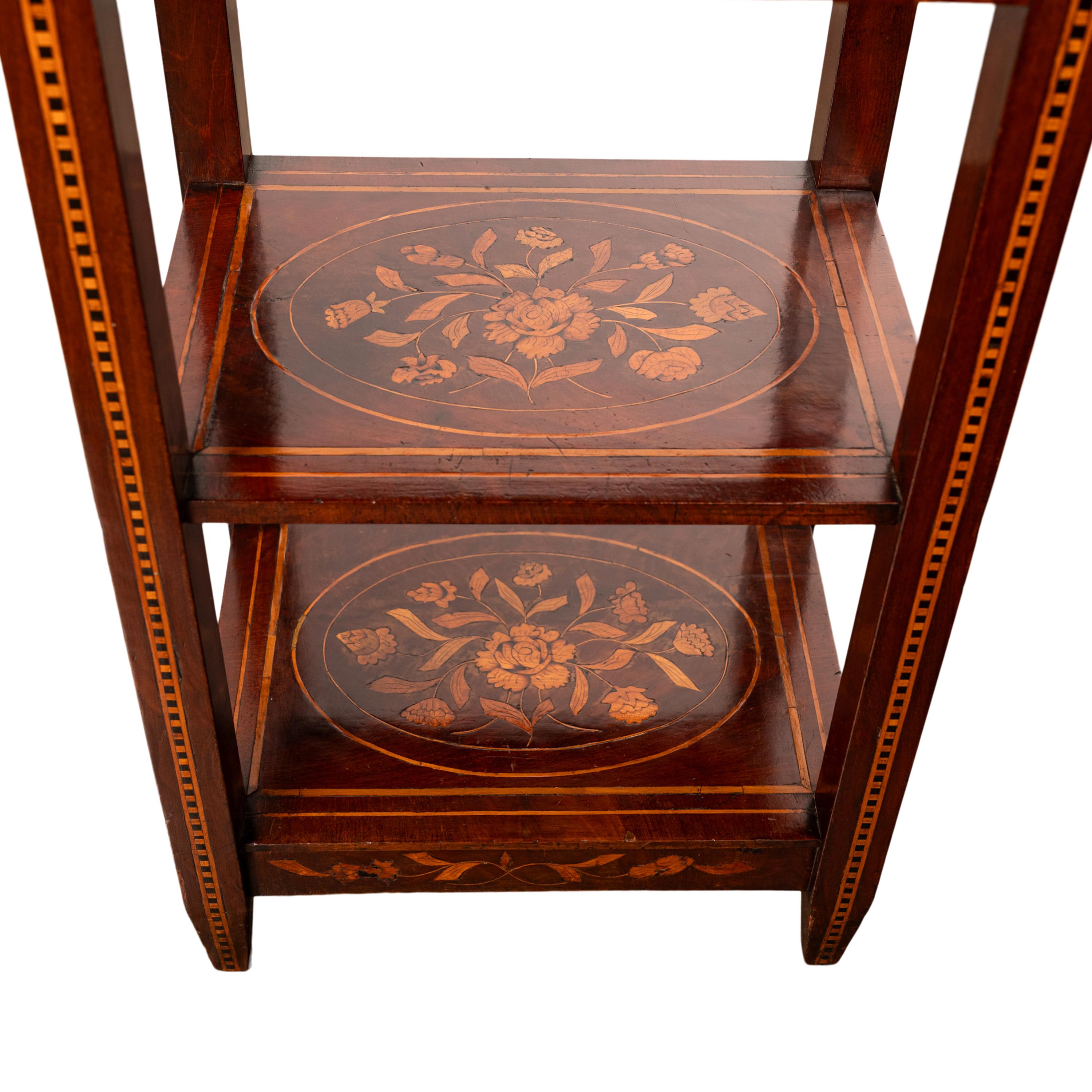 Antique Dutch Georgian Marquetry Foldout Rosewood Satinwood Table Etagere 1820 For Sale 11