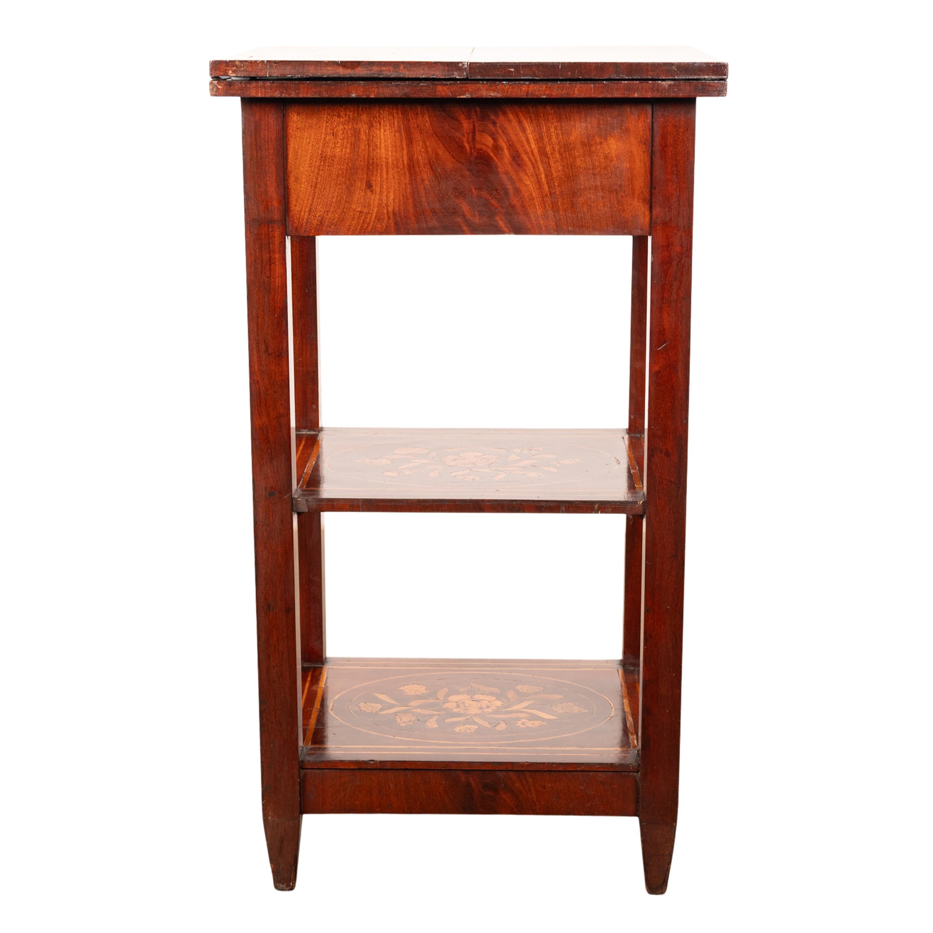 Antique Dutch Georgian Marquetry Foldout Rosewood Satinwood Table Etagere 1820 For Sale 2
