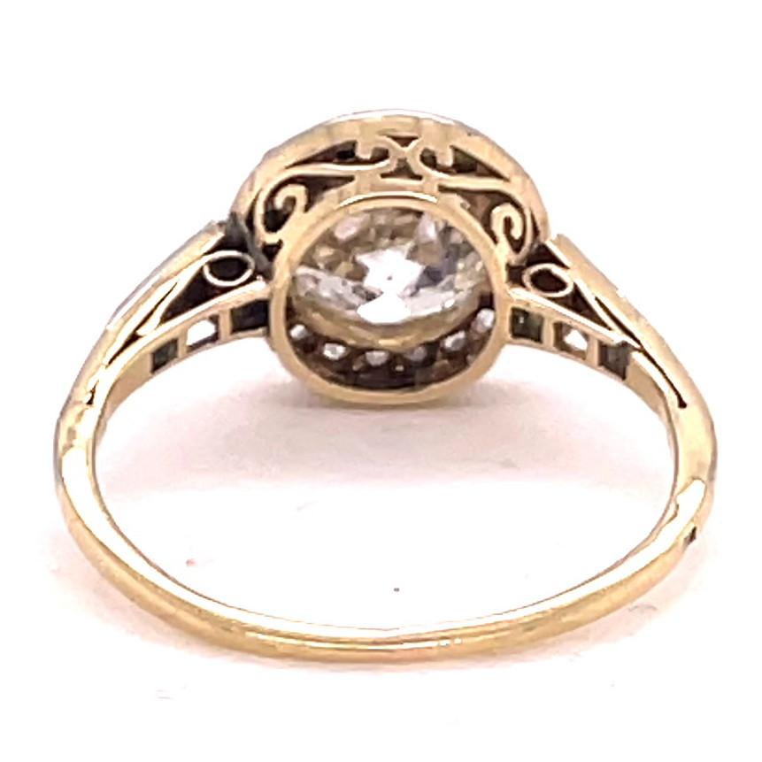 Antique Dutch GIA 1.63 Carat Diamond 18 Karat Gold Halo Engagement Ring 1