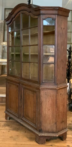Antique Dutch Glass Door Bookcase Cabinet